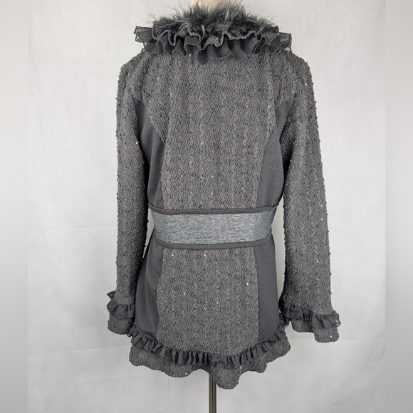 Fantazia Jacket Mixed Fabric button Front Size Medium - Picture 6 of 10